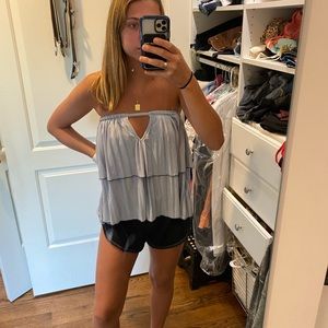 Free People Light Blue Strapless Top